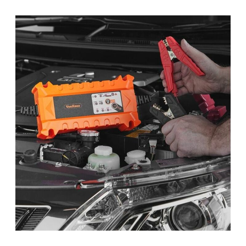 VonHaus Automatic Car Battery Charger 15A with Jump Charge Feature 12V