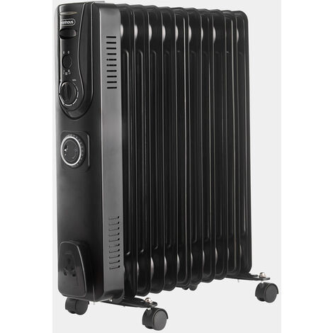 NRG Portable Oil Filled Radiator Electric 2.5KW Adjustable Thermostat 11 Fin Radiator Heater with 3 Power Settings