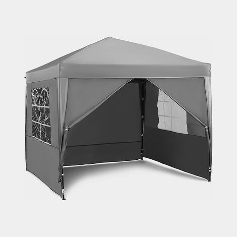 VonHaus Pop Up Gazebo 2.5x2.5m Set – Outdoor Garden Marquee with Water-resistant Cover & Leg Weight Bags - Grey Colour
