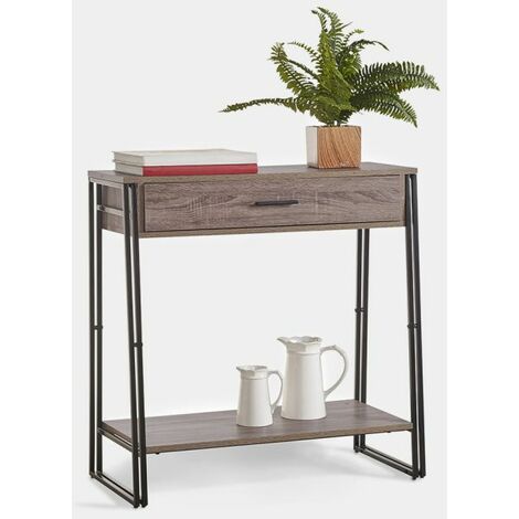 Vonhaus Rustic Console Table With Drawer Modern Industrial