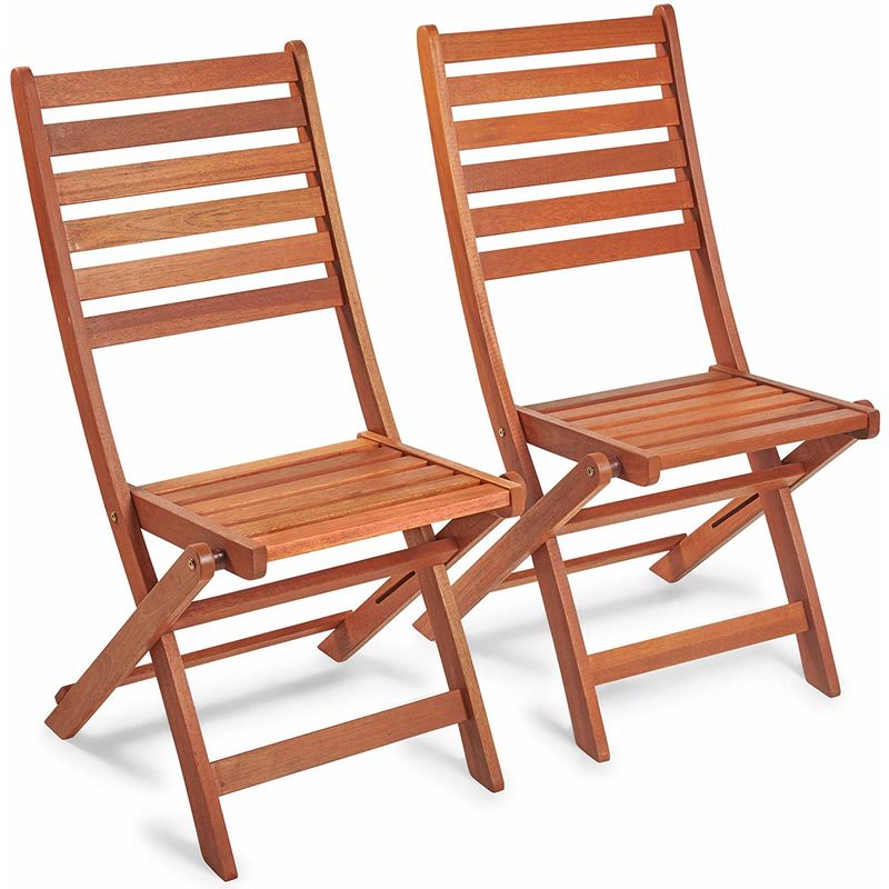VonHaus Set of 2 Wooden Folding Chairs - Meranti Hardwood ...