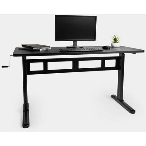 VonHaus Standing Desk with Desktop Height Adjustable Manual Crank – Ergonomic Sit-Stand Rising Work Platform - Manual Height Adjustment 74-121cm