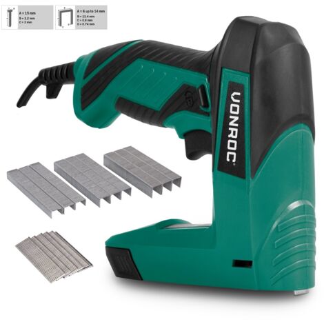 VONROC Agrafeuse Cloueuse Electrique - 900 Agrafes et 300 Clous - Agrafeuse Electrique Poignée Softgrip Agréable