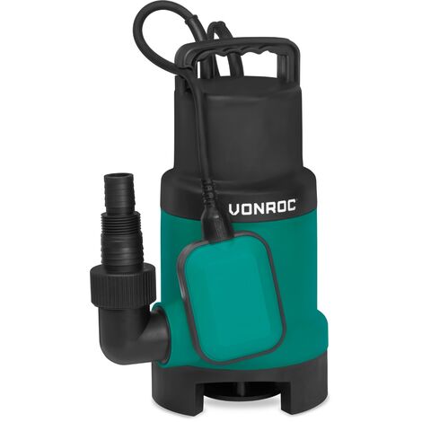 VONROC Bomba sumergible - Bomba de agua - 900W - 16000l/h - Para aguas sucias y limpias - Con interruptor de flotador