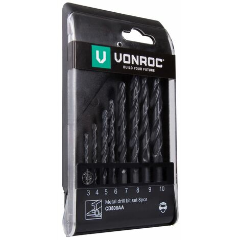 VONROC Brocas para metal - 8 piezas, universal - 3 a 10 mm