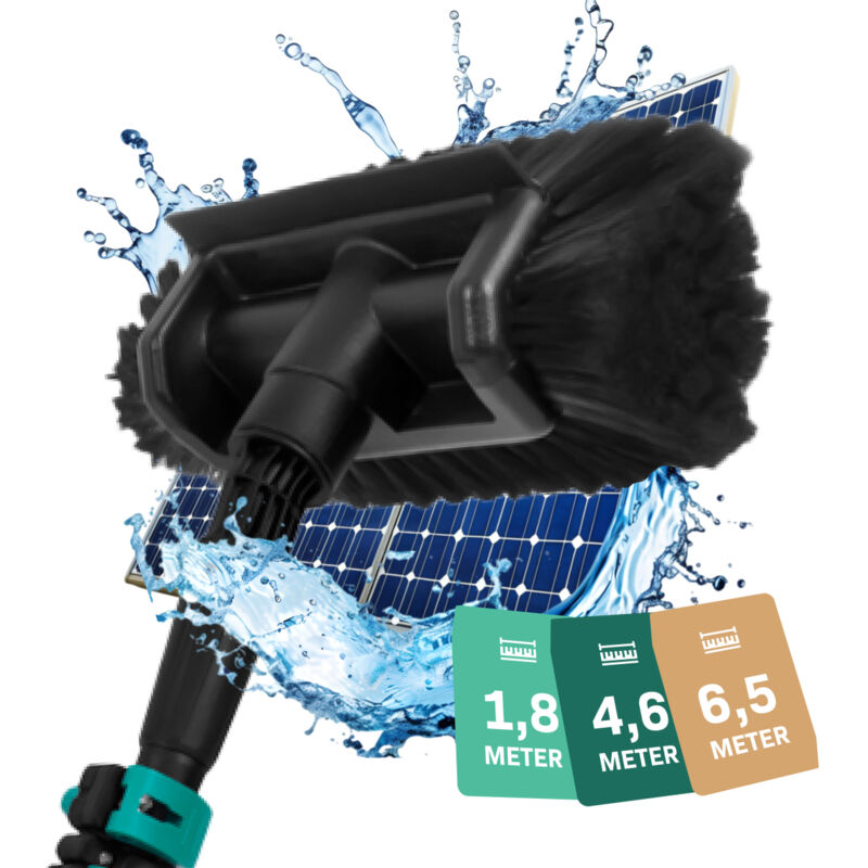 Brosse à laver télescopique - 1,80 m - Comprend une brosse multi-usages, un tuyau et un distributeur de savon - Vonroc