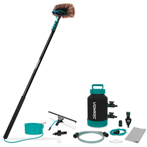 Vonroc – Brosse à laver télescopique 6,50m – Adoucisseur d'eau 5L – Nettoyage de surfaces élevées et véhicules – Kit complet