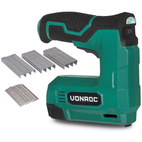 Vonroc – Cloueur électrique sans fil 4V – 30 agrafes/min – Compatible agrafes 6-10mm et clous 6-10mm – Poignée softgrip – ET503DC