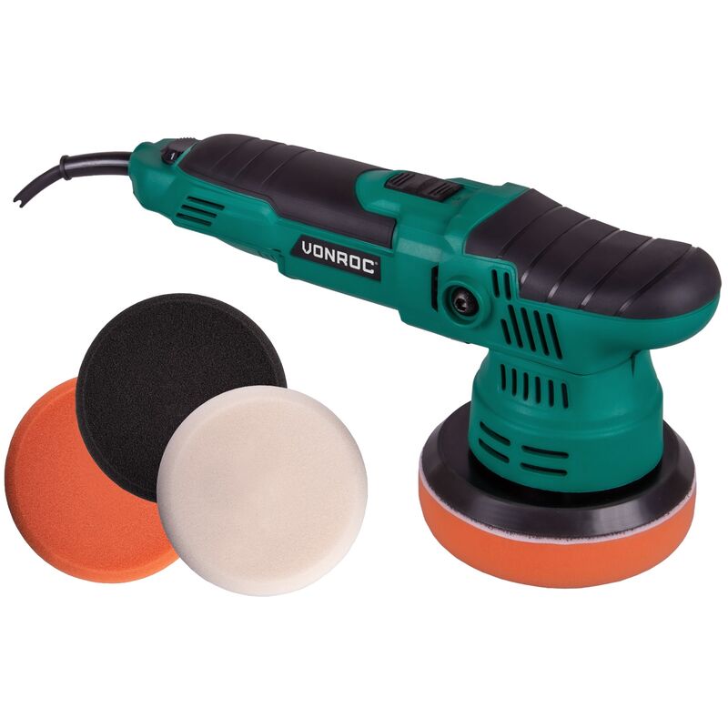 Vonroc - Dual action polisher 650W - Ø125mm – Soft start – Constant power – Incl. 4 polishing pads