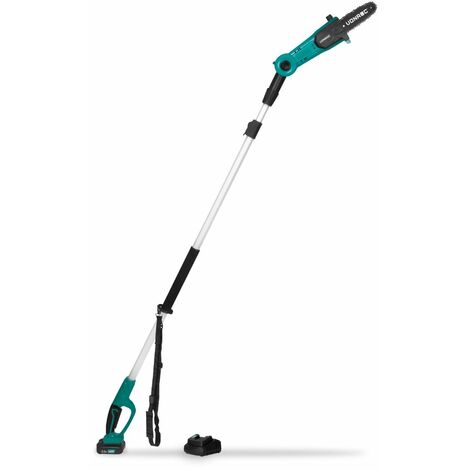 Vonroc – Élagueuse électrique sans fil 20V – Perche extensible 200-260 cm – Tête inclinable – Vitesse chaîne 5 m/s – 1 batterie 2.0Ah et chargeur rapide
