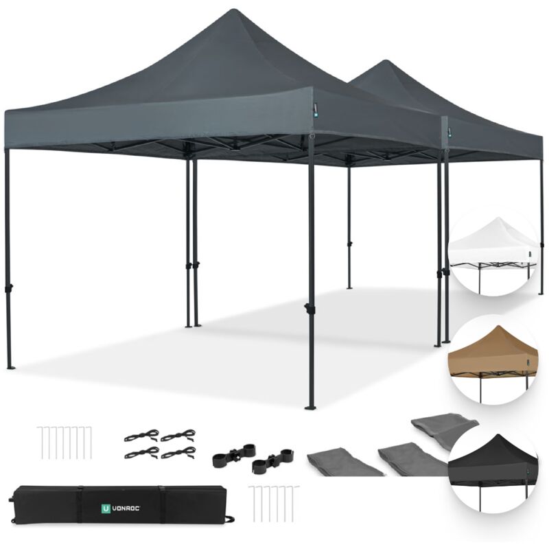 Vonroc - Faltpavillon 6x3 M – Set Inkl. 2x Pavillon Und 1x Verbindungs-set – Modulares Design – Faltbar – Wasserdicht – Stahlrahmen –