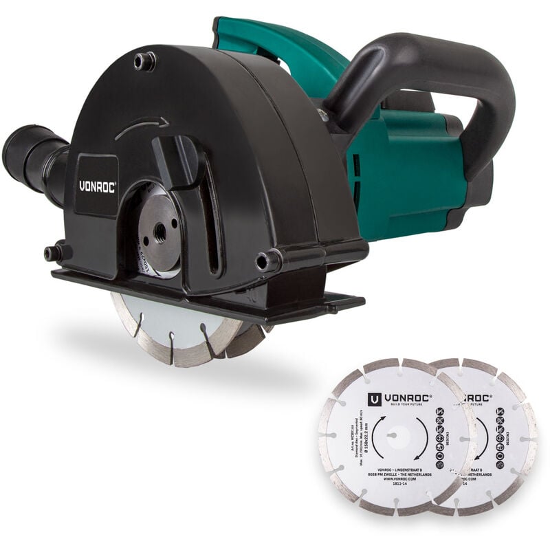 Vonroc - Rainureuse 1700 w - 150 mm, 4 Disques Diamant - Sac de rangement inclus