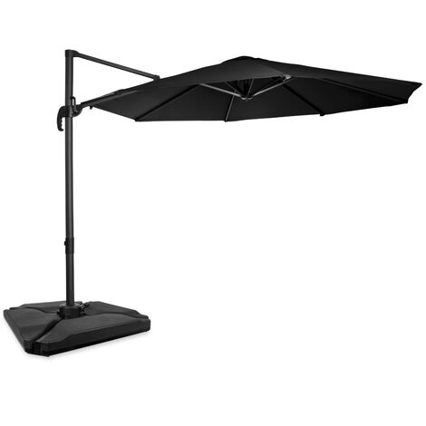 VONROC Freitragender Premium-Sonnenschirm Bardolino Ø300cm – Kombi-Set inklusive füllbaren Premium-Sonnenschirmfliesen – Robuster Sonnenschirm – Um 360° drehbar – Neigbar – UV-beständiges Segeltuch –