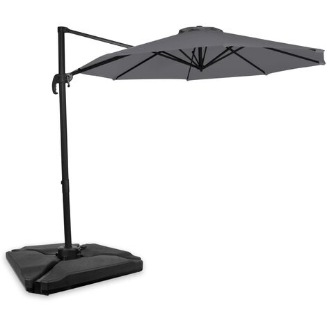 VONROC Freitragender Premium-Sonnenschirm Bardolino Ø300cm – Kombi-Set inklusive füllbaren Premium-Sonnenschirmfliesen – Robuster Sonnenschirm – Um 360° drehbar – Neigbar – UV-beständiges Segeltuch –