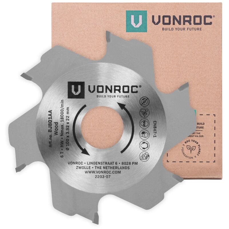 Vonroc - Lame de Fraiseuse Lamello 100x22mm Compatible avec BJ501AC et Fraiseuses Universelles Découpes Précises pour Lamellos 0, 10, 20