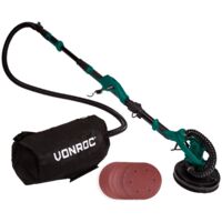 VONROC Lijadora telescópica para paredes y techos 1050W - 180mm - Ideal para lijar techos y paredes