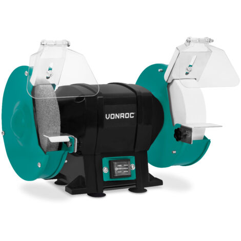 Vonroc – Meuleuse d'établi 250W – Ø150mm – Vitesse 2980 tr/min – Démarrage progressif – Pour affûtage ciseaux et couteaux