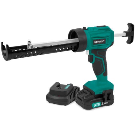 VONROC Pistolet à calfeutrer sans fil 20V - force d'extrusion 1.18kN/120kg -anti-goutte -vitesse variable-batterie 2.0Ah et chargeur inclus