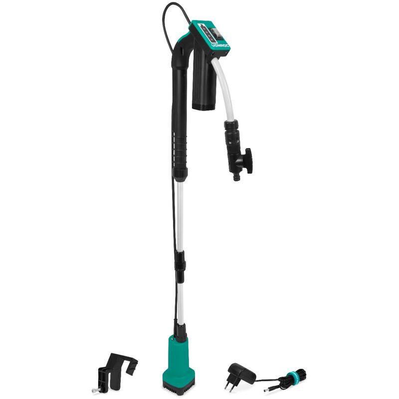 Vonroc - Pompe à pluie sans fil 12V - 50W - 1500 lt/h - Protection contre le fonctionnement à sec - raccord de tuyau universel - batterie et chargeur inclus