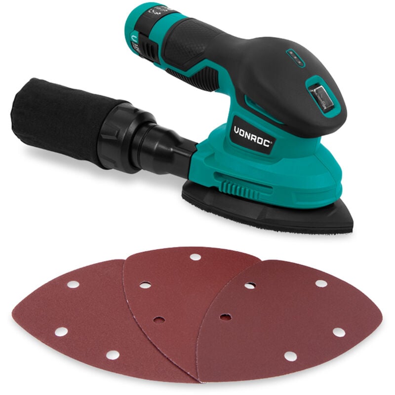 Ponceuse sans fil 12V - Batterie, câble usb-c et papier de verre inclus - Vonroc