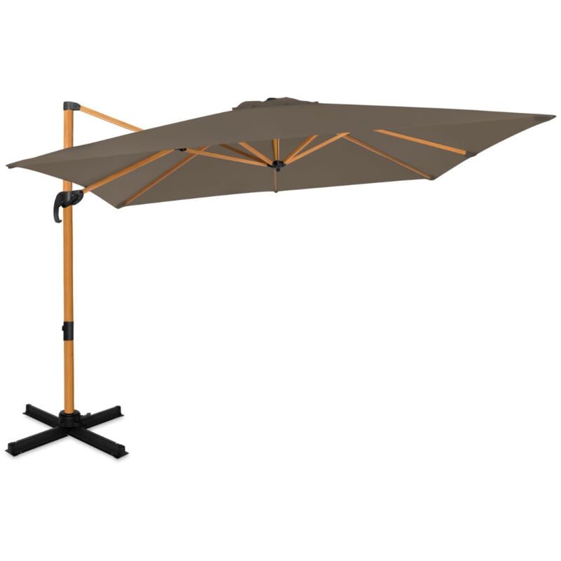Premium Parasol Cantilever Pisogne 300x300cm - Base transversale et housse de protection incluses - Parasol carré - Pivotant à 360° - Inclinable
