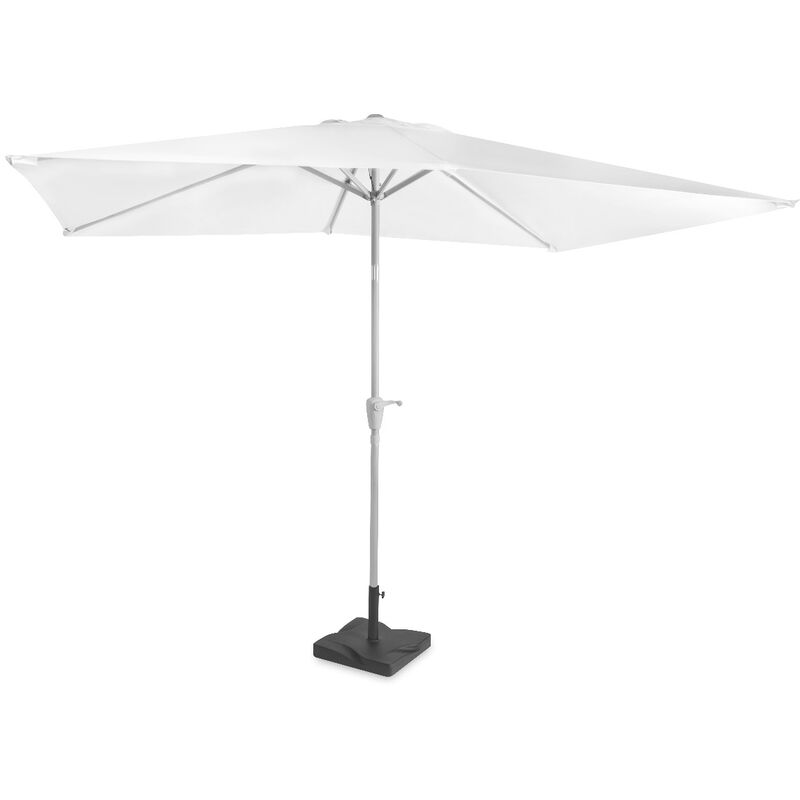 VONROC Premium Parasol Rapallo 200x300cm – Combi set incl. parasol base 20 kg. - Tiltable - Durable – UV resistant - White – Incl. protective cover