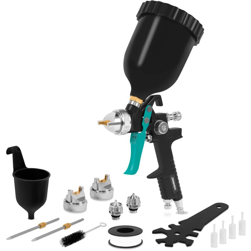 VONROC PRO Pistolet - Pulvérisateur de peinture - réservoir de 600ml - 3 buses in-cluses - 2-10 bar - raccord Uni-versal