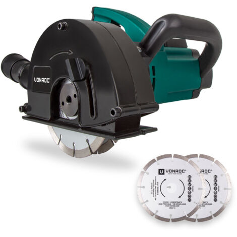 VONROC Rozadora de pared  Fresadora de 1700W - 150mm con 4 discos diamantados y una bolsa de almacenamiento