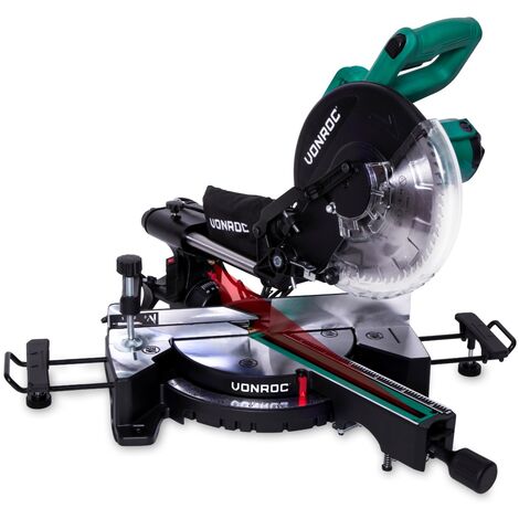 Vonroc – Scie à onglet radiale 1900W – Lame 254mm – Guidage laser pour coupes précises – Capacité de sciage 70 x 310 mm