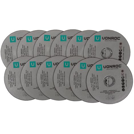 VONROC Set di 12 dischi da taglio in ossido di alluminio universali per smerigliatrici angolari 125mm