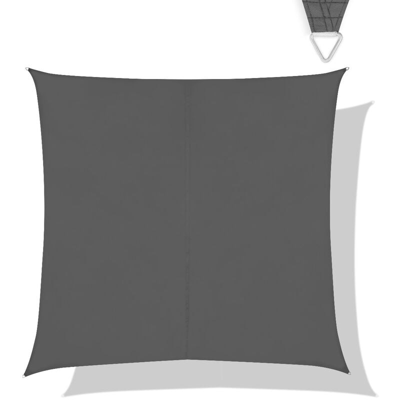 Toile d'ombrage carrée – Premium Haute Qualité - 360×360 cm - Résistant à l'eau Gris - Vonroc