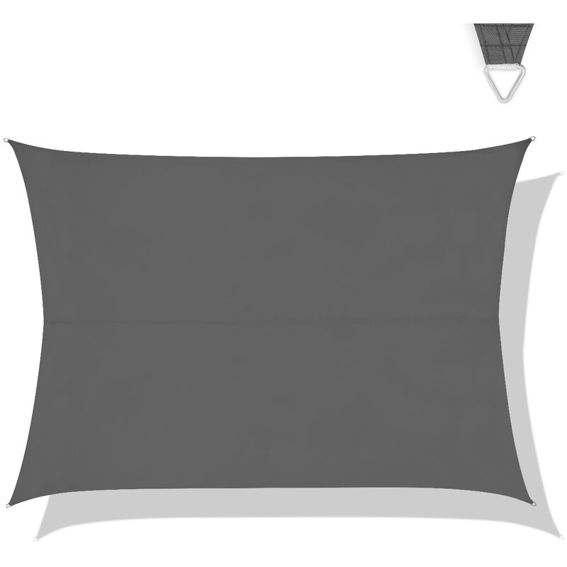 Toile d'ombrage Rectangle – Premium Haute Qualité - 400×300 cm - Résistant à l'eau Gris - Vonroc