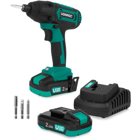 VONROC Visseuse à chocs sans fil 20V – 180 Nm  Inclut 2 batteries 2.0Ah et chargeur rapide