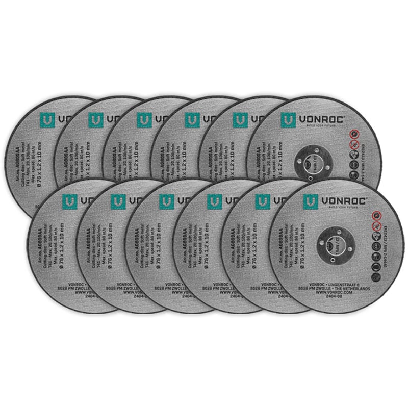 Vonroc - Jeu de disques de coupe - ø 76mm - 12 pcs - pour AG507DC et compatible universel