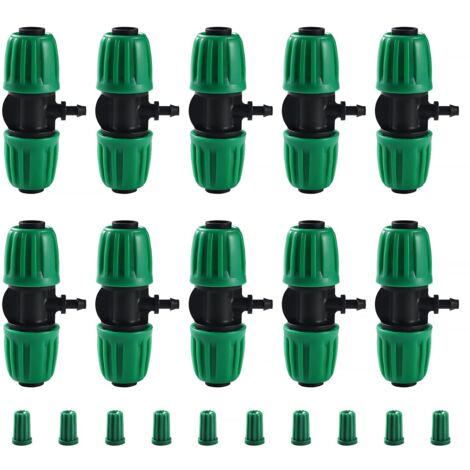 VooGenzek 10 Pièces Connecteur de Tuyau en T Barbelé, 3-Voies Raccord de Tuyau D'Irrigation pour Tube 13/16 mm à 4/7 mm, Connecteur d'Irrigation Goutte à Goutte à 3-Voies pour Jardin, Pelouse (Vert)