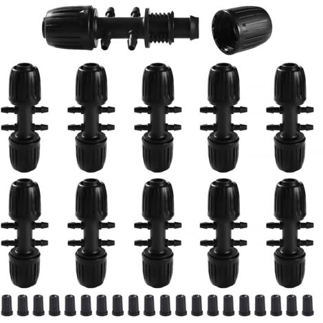 VooGenzek 10 Pièces Connecteur de Tuyau en T Barbelé, 6-Voies Raccord de Tuyau D'Irrigation pour Tube 13/16 mm à 4/7 mm, Connecteur d'Irrigation Goutte à Goutte à 6-Voies pour Jardin, Pelouse (Noir)