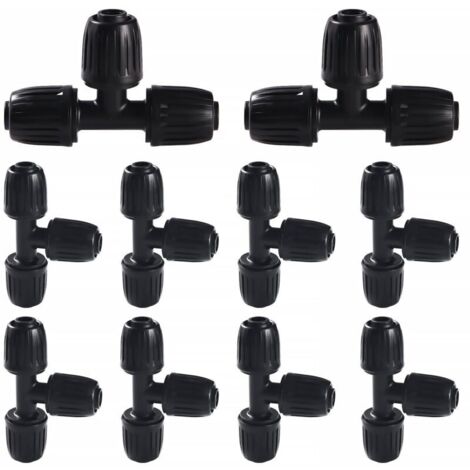 VooGenzek 10 Pièces16mm Raccords D'irrigation Goutte à Goutte, Connecteur de Tuyau en T Barbelé, Connecteur de Tuyau D'irrigation, Connecteur D'Irrigation Goutte à Goutte, pour Jardin, Pelouse (Noir)