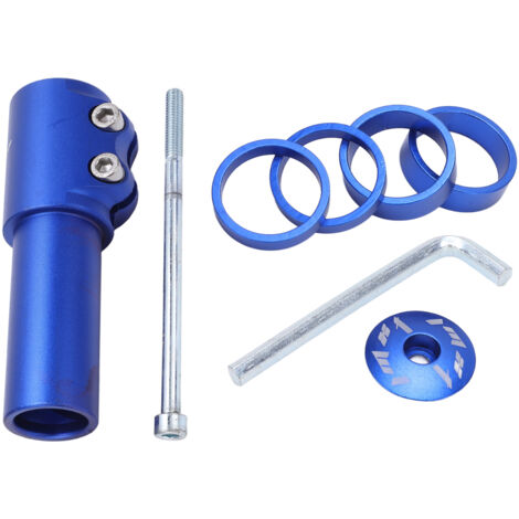 Vorbauverlängerung aus Aluminiumlegierung für Mountainbikes, Gabelrohrerhöhung für Mountainbikes und Rennräder, Blau