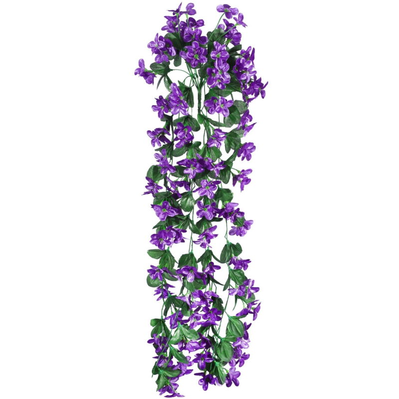 Feiyue - vorcool 4 Pétales Fleur Artificielle Suspendue Fleurs Violet Simulation Vigne Mariage Décoration de Maison (Violet Foncé)