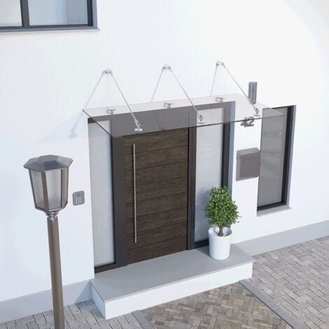 Vordach Davita Echtglas V2A 200 cm x 90 cm x 40 cm