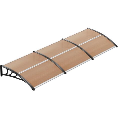 Vordach für Haustuer Haustürdach Überdachung Pultvordach Türdach Polycarbonat Alu,Schutz vor Regen und UV-Strahlung(270 x 98,5 cm, braun)