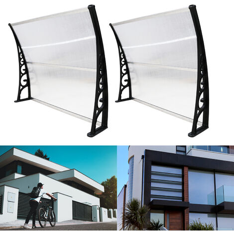 Vordach für Haustuer Pultbogenvordach Transparent Polycarbonat Pultvordach ueberdachung 5 mm PP HalterungTuerdach fürdraussen Sonnenschutz Regenschutz
