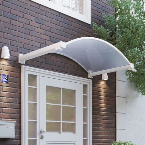 Vordach Haustürdach Alu weiß Polycarbonat klar 1600x900 Türdach