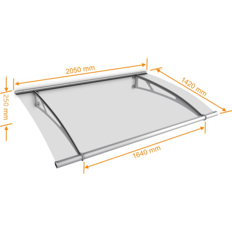 80 CM x 120 CM Vordach /überdachung Haust/ür,Haust/ürvordach Polycarbonat Pultbogenvordach