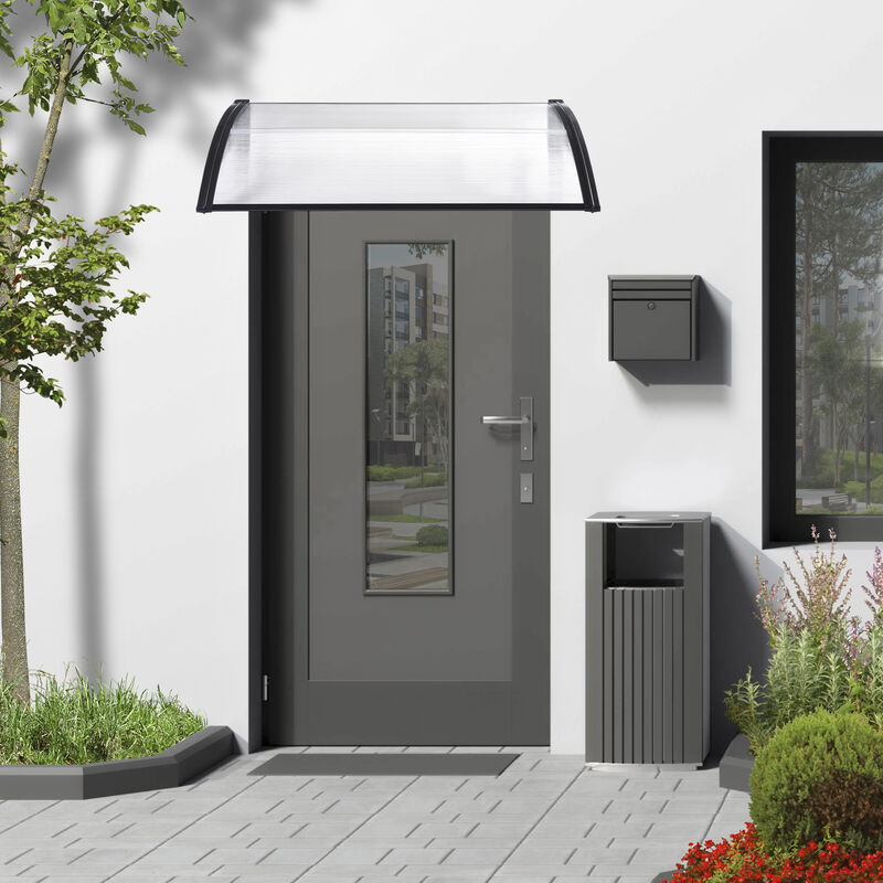[en.casa] - Vordach Mellerud 120x80 Cm Schwarz/transparent