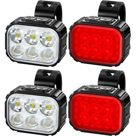 Vorder- und Rücklicht für Fahrräder, USB-wiederaufladbare, leistungsstarke LED-Fahrradbeleuchtung