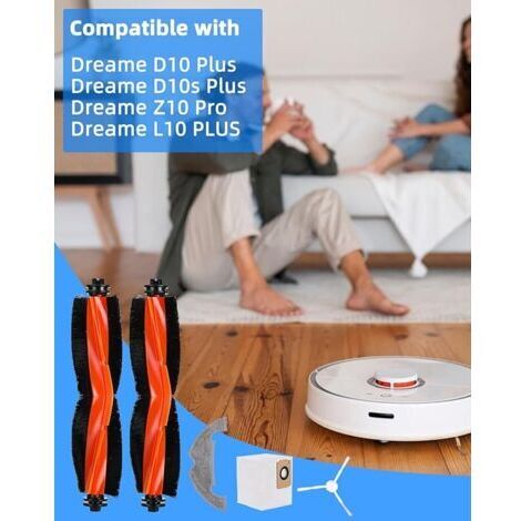 Vorderlader-Zubehörset für Dreame D10 Plus/D10s Plus/L10 Plus/Z10 Pro Staubsauger, Ersatzteile - 2 Hauptbürsten, 4 Filter