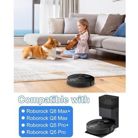 Vorderlader-Zubehörset für Roborock Q5 Pro+/Q5 Pro/Q8 Max+/Q8 Max Staubsauger, Ersatzteile - 2 Hauptbürsten, 4 HEPA-Filter