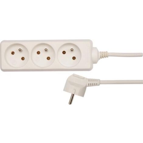 VOREL 72504 - cable de prolunga con terra/bianco/ 3 prese 3m
