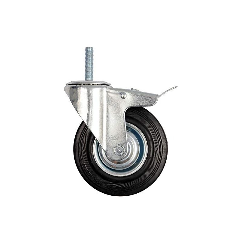 Toya - vorel 87332 tige filetée-frein double roulette pivotante 100 mm en caoutchouc noir yato